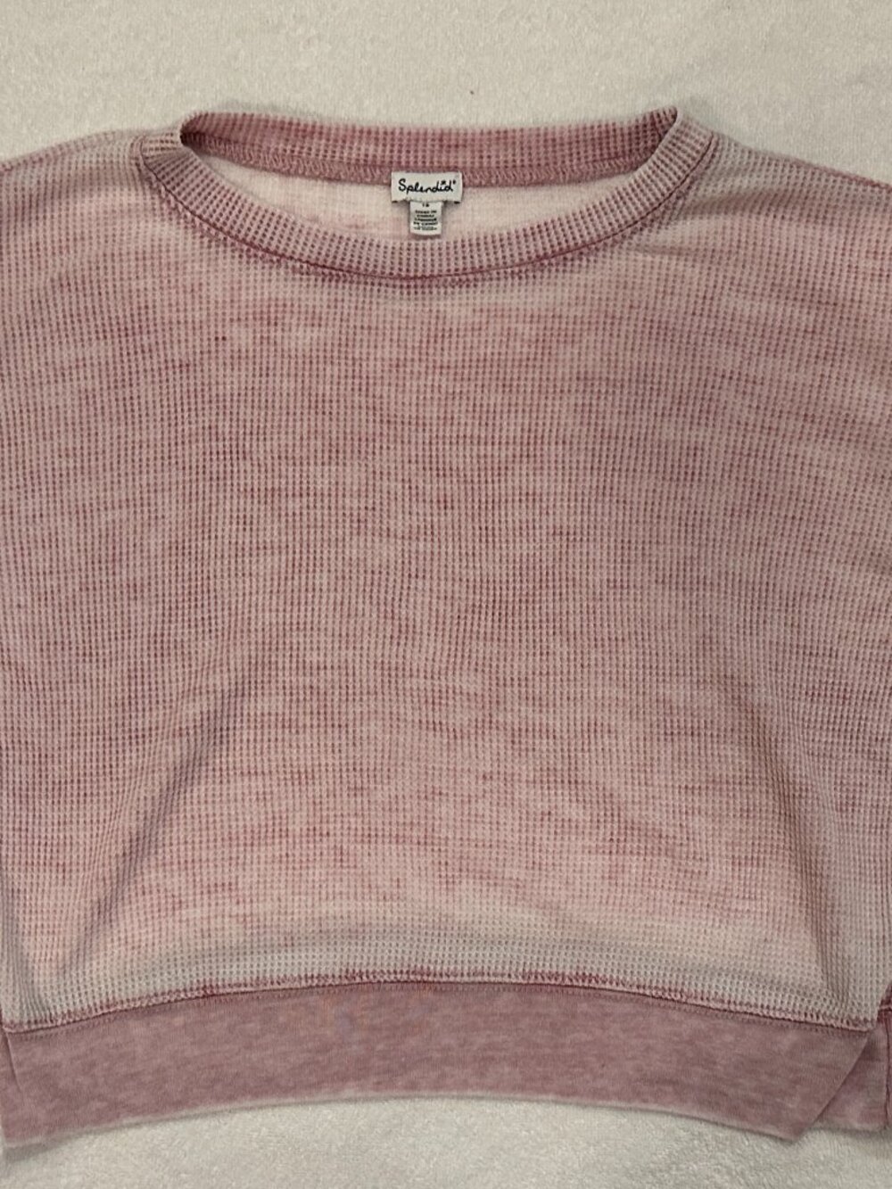 Splendid Girls Pink Thermal Waffle Knit Ruffle Top Size 12